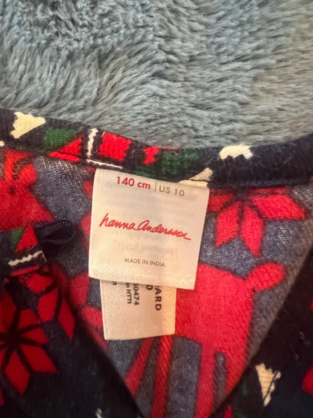 Hanna Andersson Red and Black Reindeer Print Long Sleeve Nightgown
